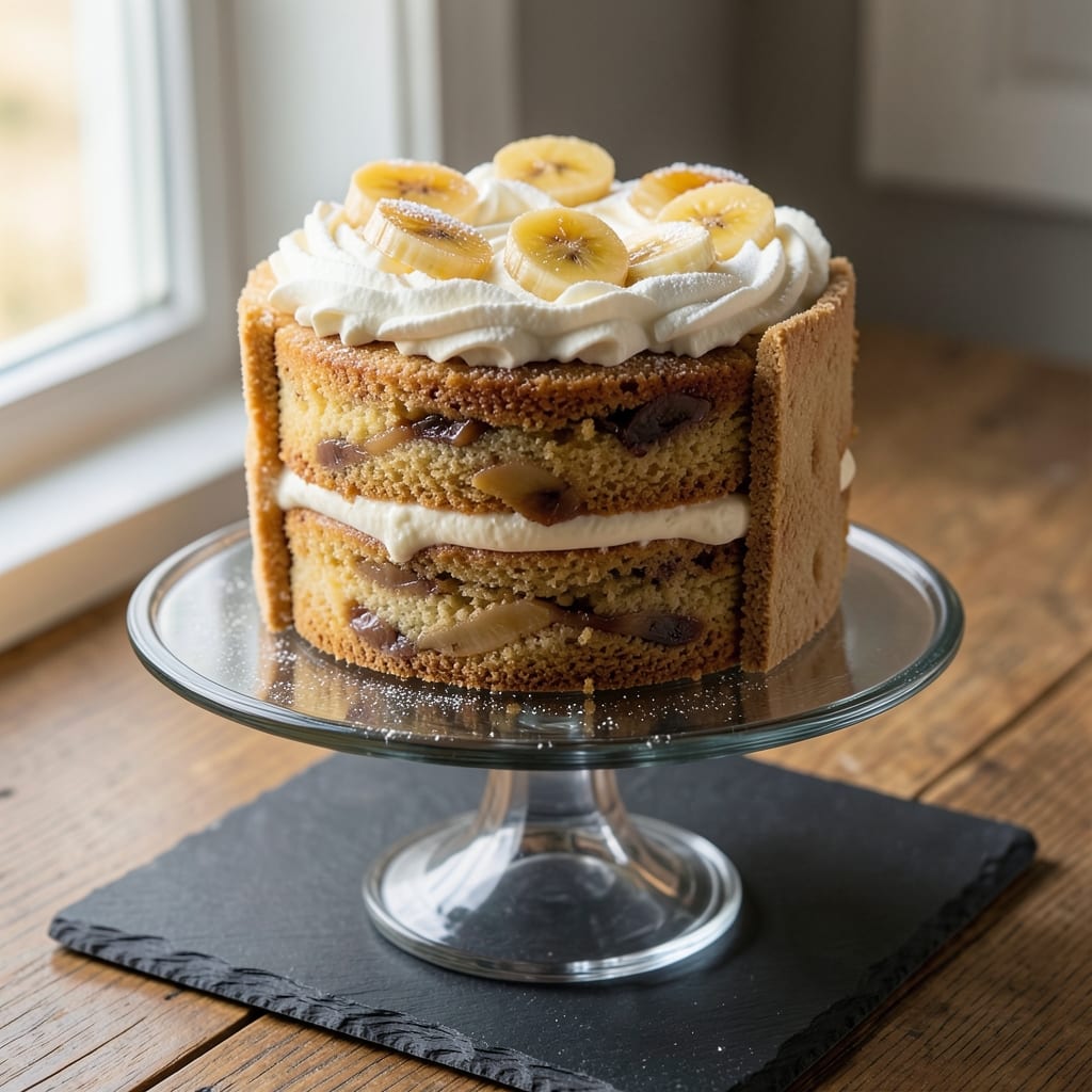 Banana Bavarian Cream Cake Recipe: Layers of Silky Vanilla Cream and Caramelized Banana Magic