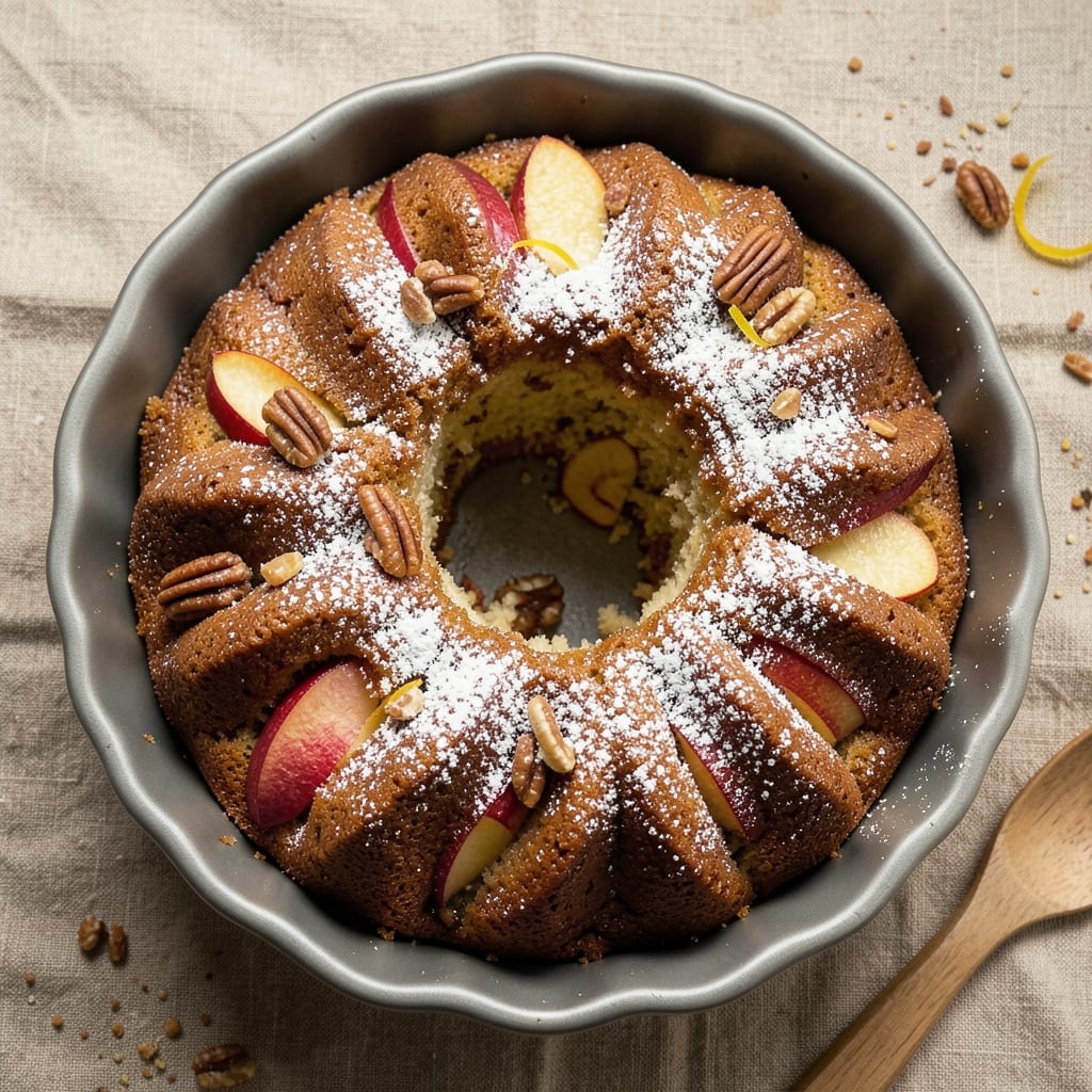 Apple Nut Bundt Cake Recipe: Pecan-Studded Crown With Spiced Apple Center