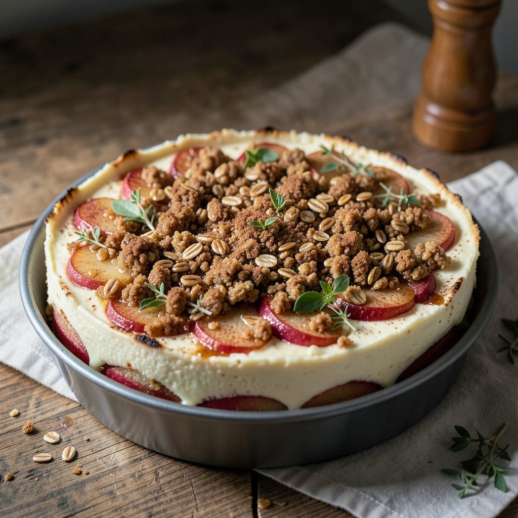 Apple Crumble Cheesecake Recipe UK: Spiced Apple Streusel Crown Over Creamy Layers