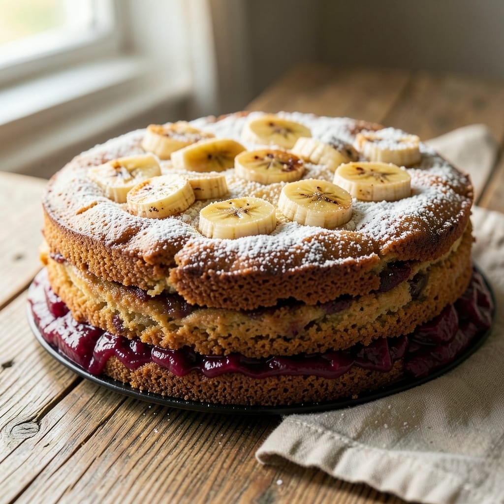 Banana and Rhubarb Cake Recipe: Tart-Sweet Balance with Buttery Streusel Crown