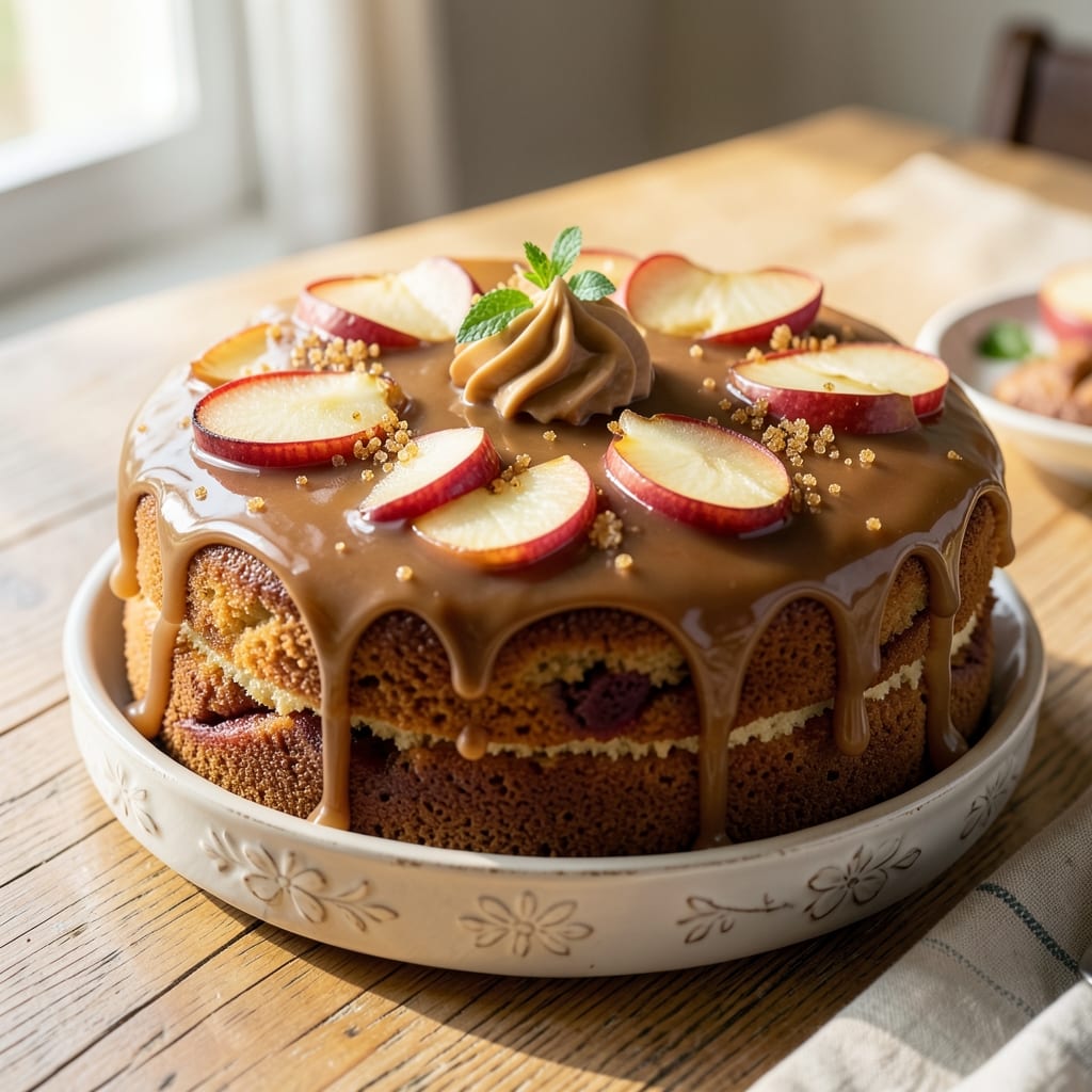 Apple Cake Recipe With Caramel Icing: Buttery Streusel Crown Over Spiced Apple Layers
