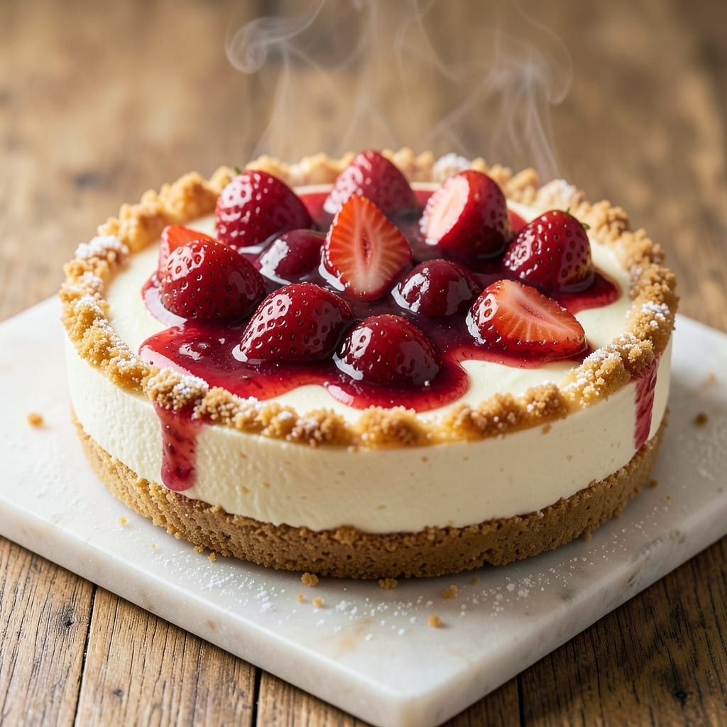 Bake Strawberry Cheesecake Recipe: No-Crack Secret for Silky Slices