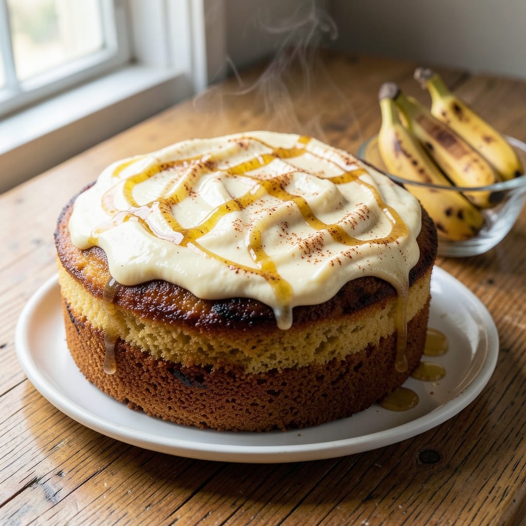 Banana Cake Recipe Made with Yogurt: Moist Crumb and Caramelized Banana Swirls