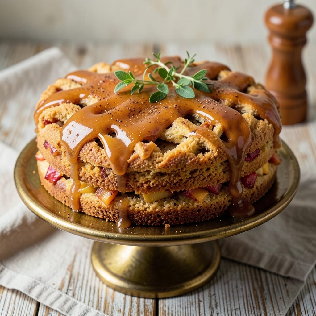 Paula Deen's Apple Caramel Cake Recipe: Buttery Streusel Crown Over Spiced Apple Layers