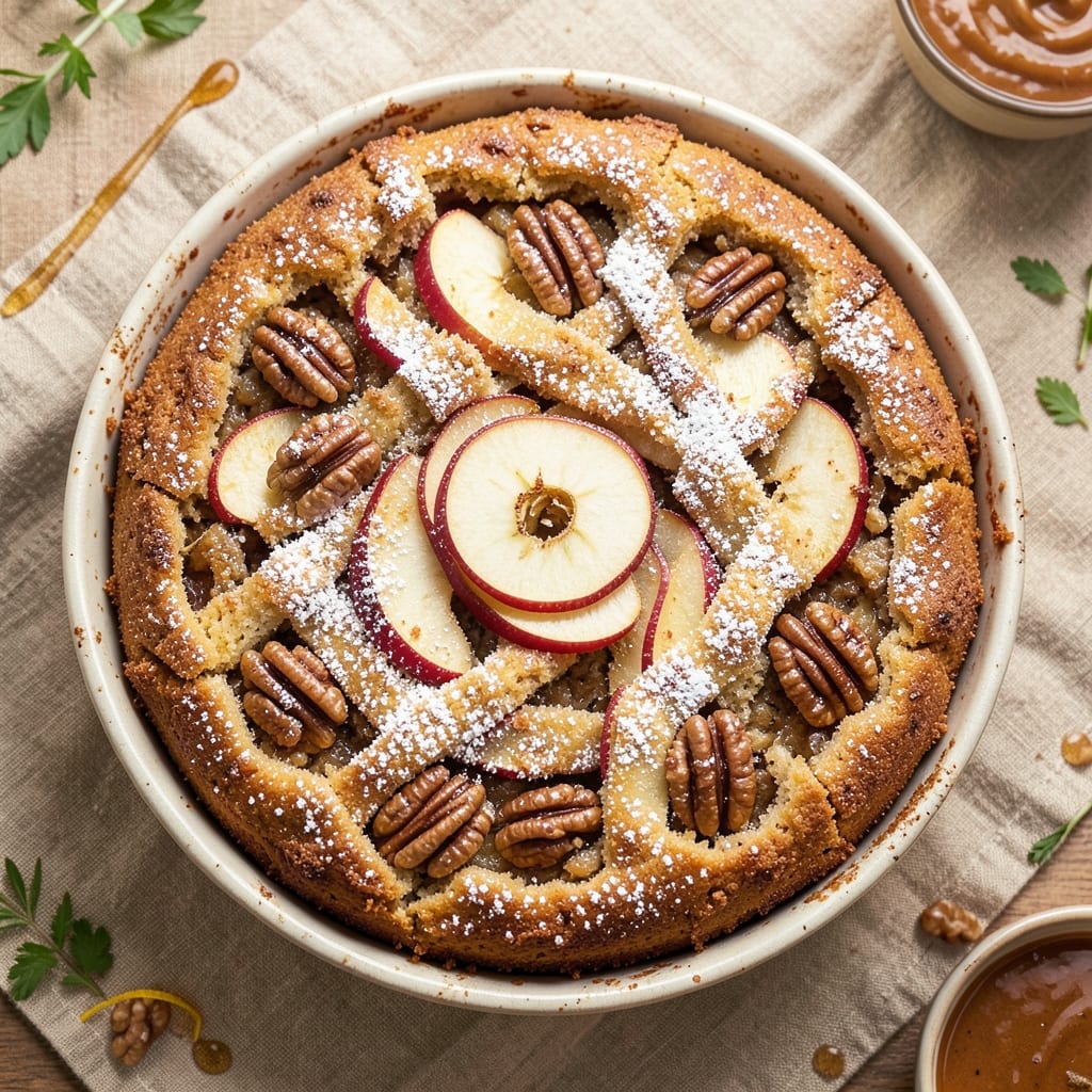 Apple Cinnamon Walnut Cake Recipe: Buttery Streusel Crown Over Spiced Apple Walnut Layers