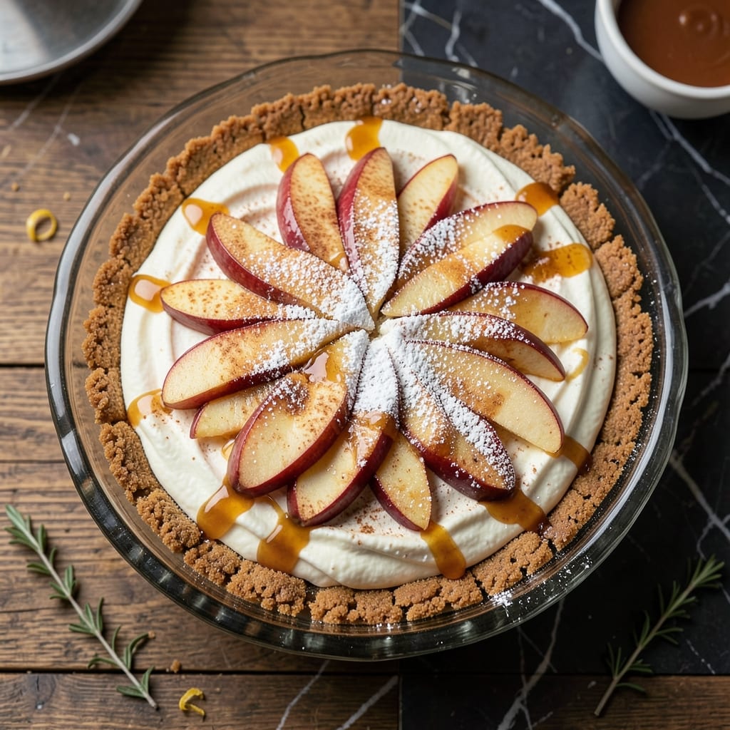Autumn Apple Cheesecake Recipe: Caramelized Topping and Creamy Spiced Layers