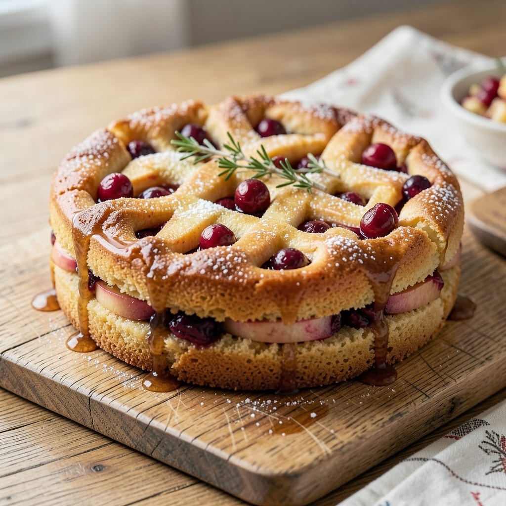 Apple Cranberry Upside Down Cake Recipe: Spiced Fruit Caramelized Under Buttery Streusel