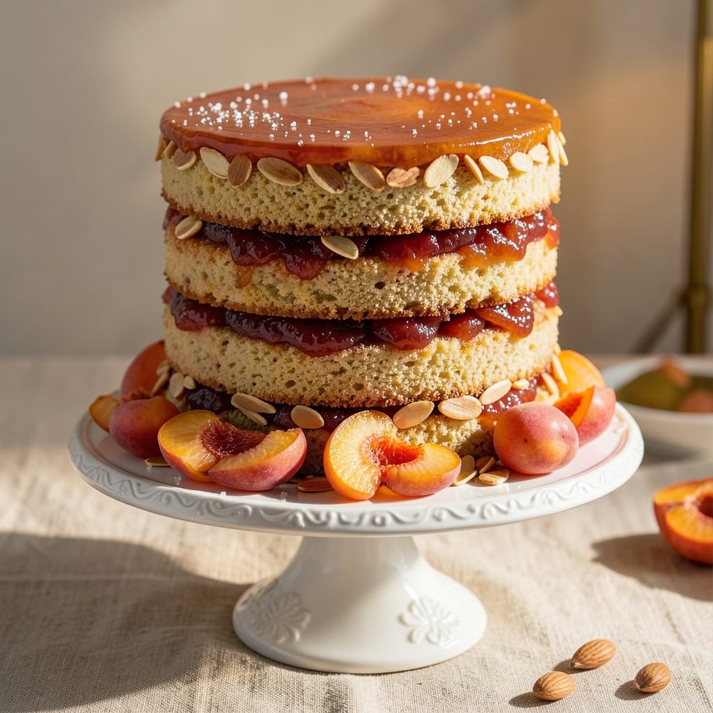 Apricot Layer Cake Recipe: Buttery Streusel Crown Over Juicy Fruit Layers