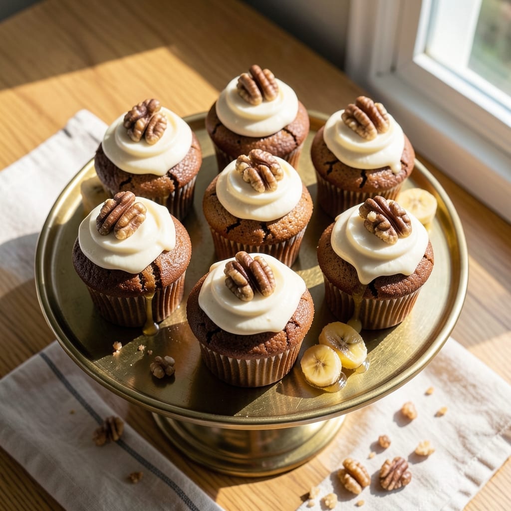 Banana and Walnut Cupcakes Recipe: Nutty-Topped Sweetness With Moist Layers