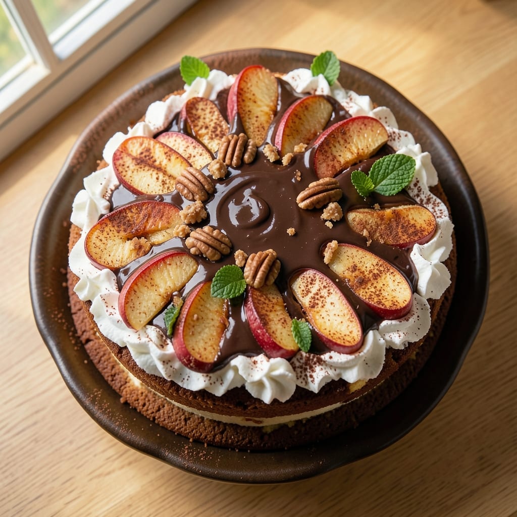 Apple German Chocolate Cake Recipe: Spiced Apple Layers and Nutty Streusel Crown