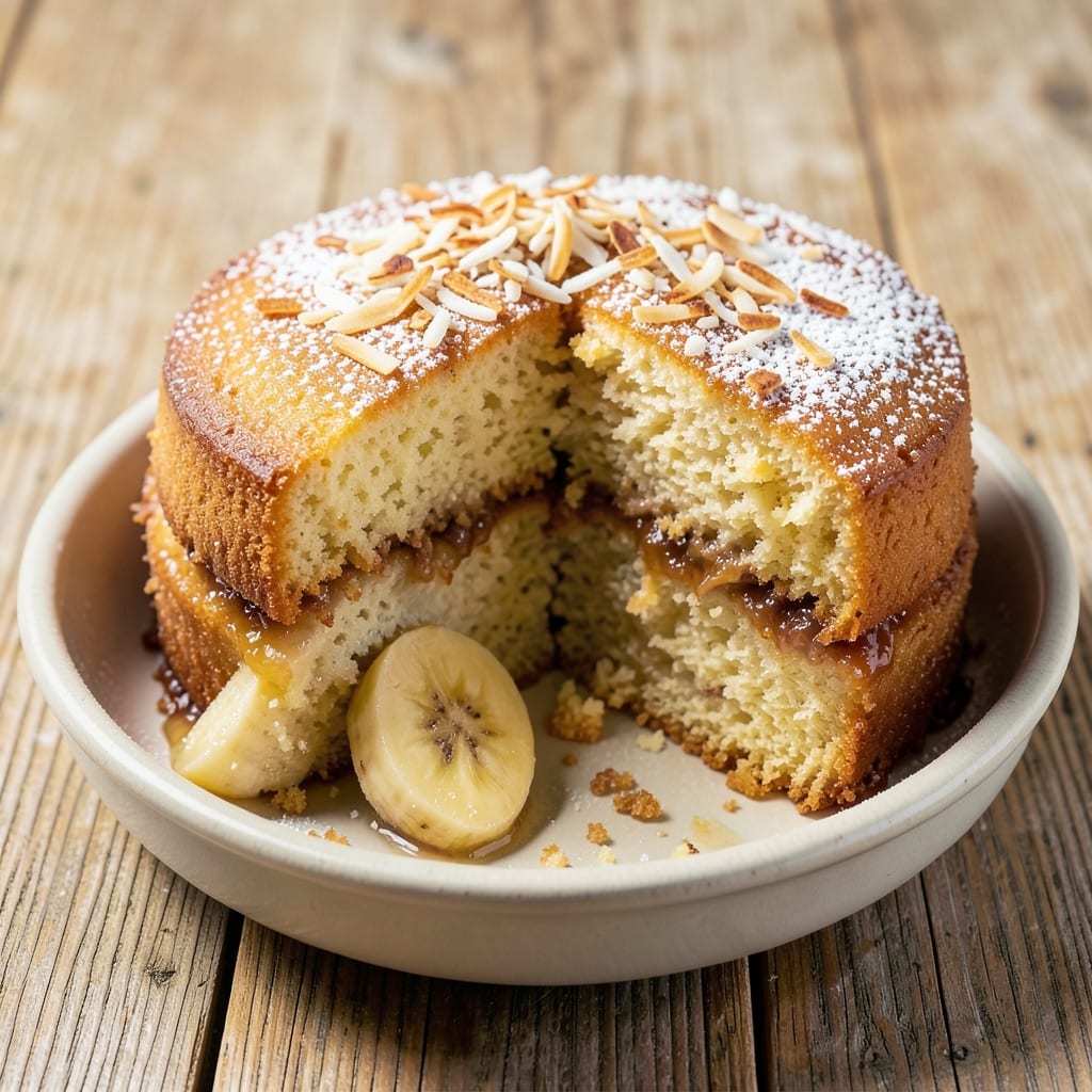 Banana Coconut Upside-Down Cake Recipe: Caramelized Bananas and Toasted Coconut Crunch