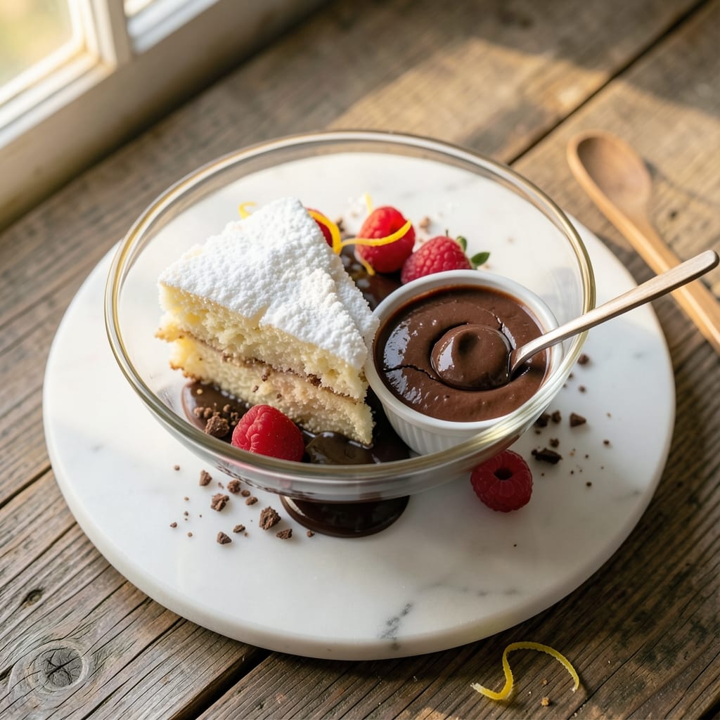 Angel Food Cake and Chocolate Pudding Recipe: Layered Dessert Magic in One Bowl