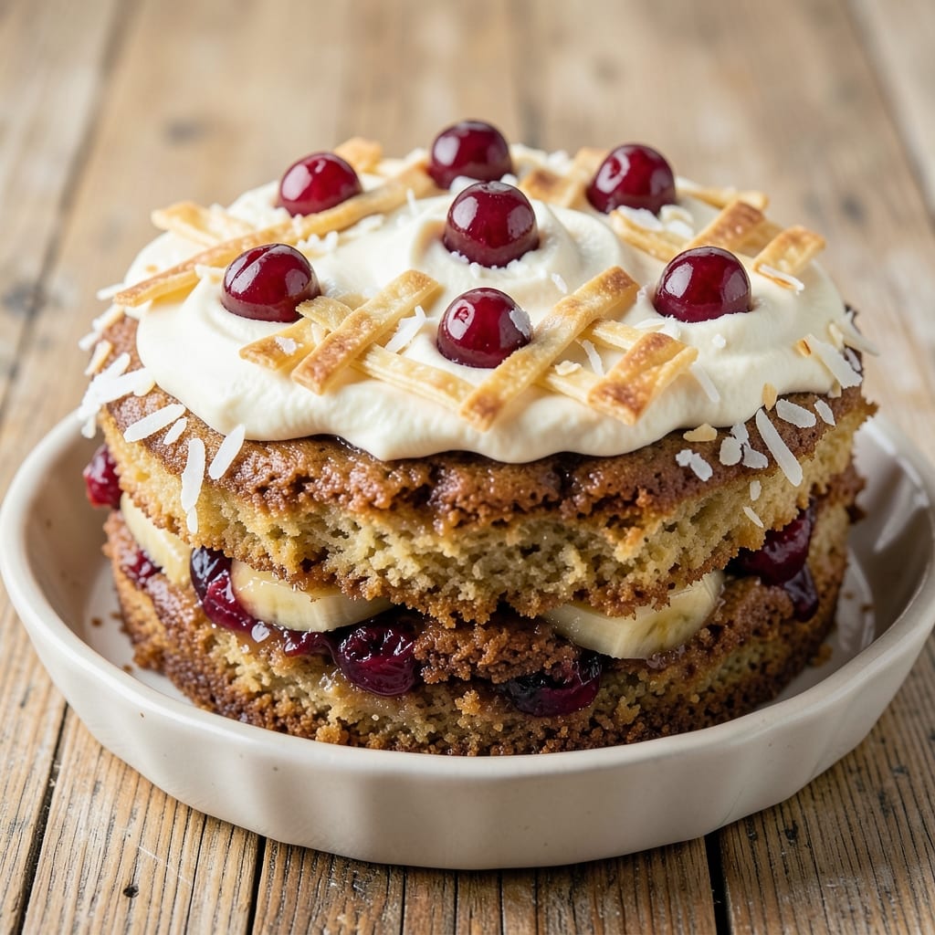 Banana and Cherry Cake Recipe: Swirled Fruit Layers With Buttery Streusel Crown