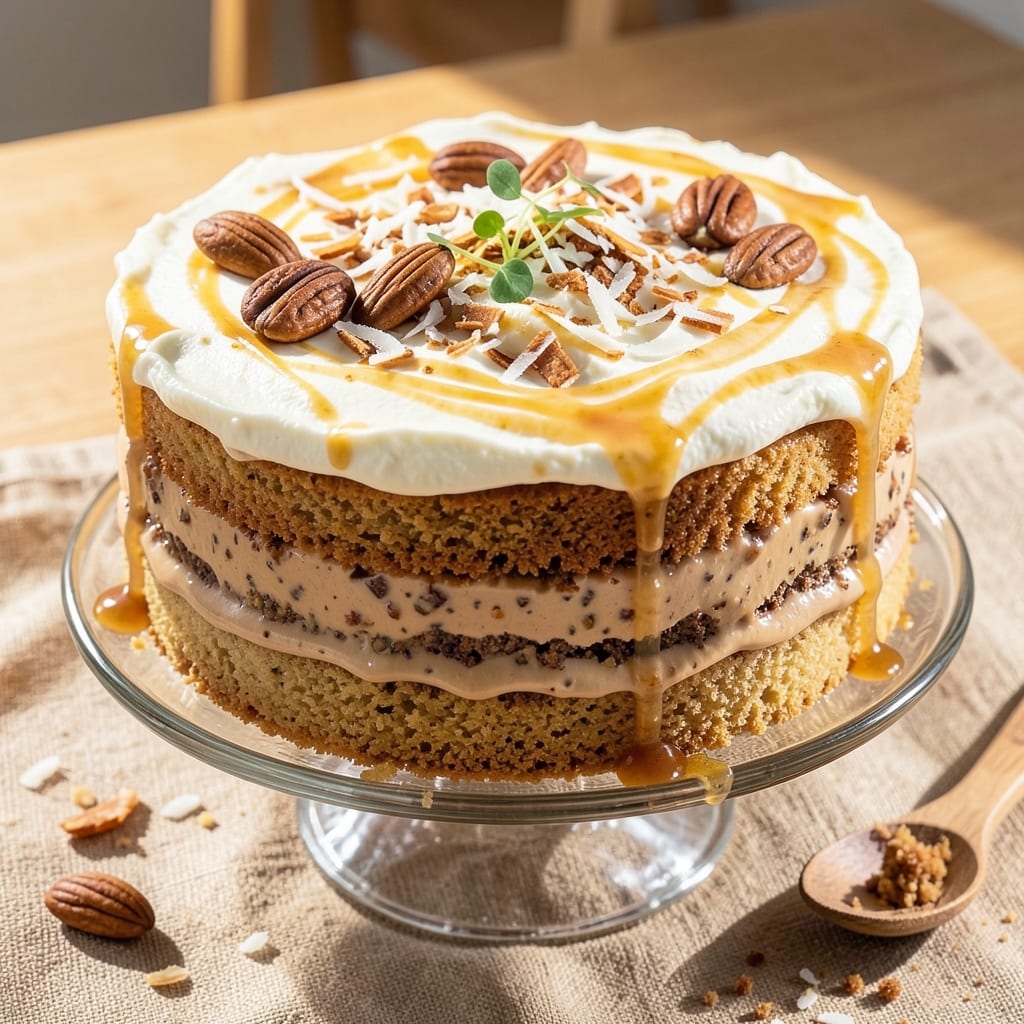 Almond Joy Cake Filling Recipe: Tropical Rum Swirls With Crunchy Nutty Top
