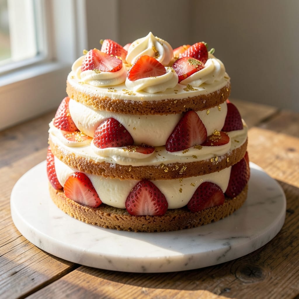 Ambrosia Bakery Fresh Strawberry Cake Recipe: Layered Vanilla Buttercream and Macerated Berries