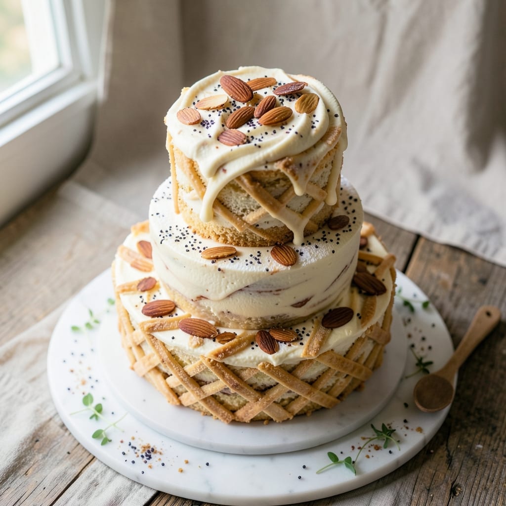 Almond Poppy Seed Wedding Cake Recipe: Elegant Layers With Nutty Crunch and Vanilla Frosting