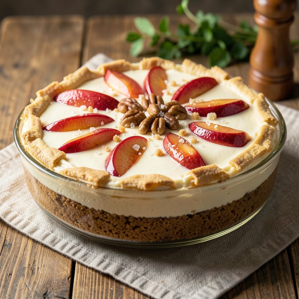 Apple Crunch Cheesecake Recipe: Spiced Apple Filling Cradled in Crunchy Oat Topping